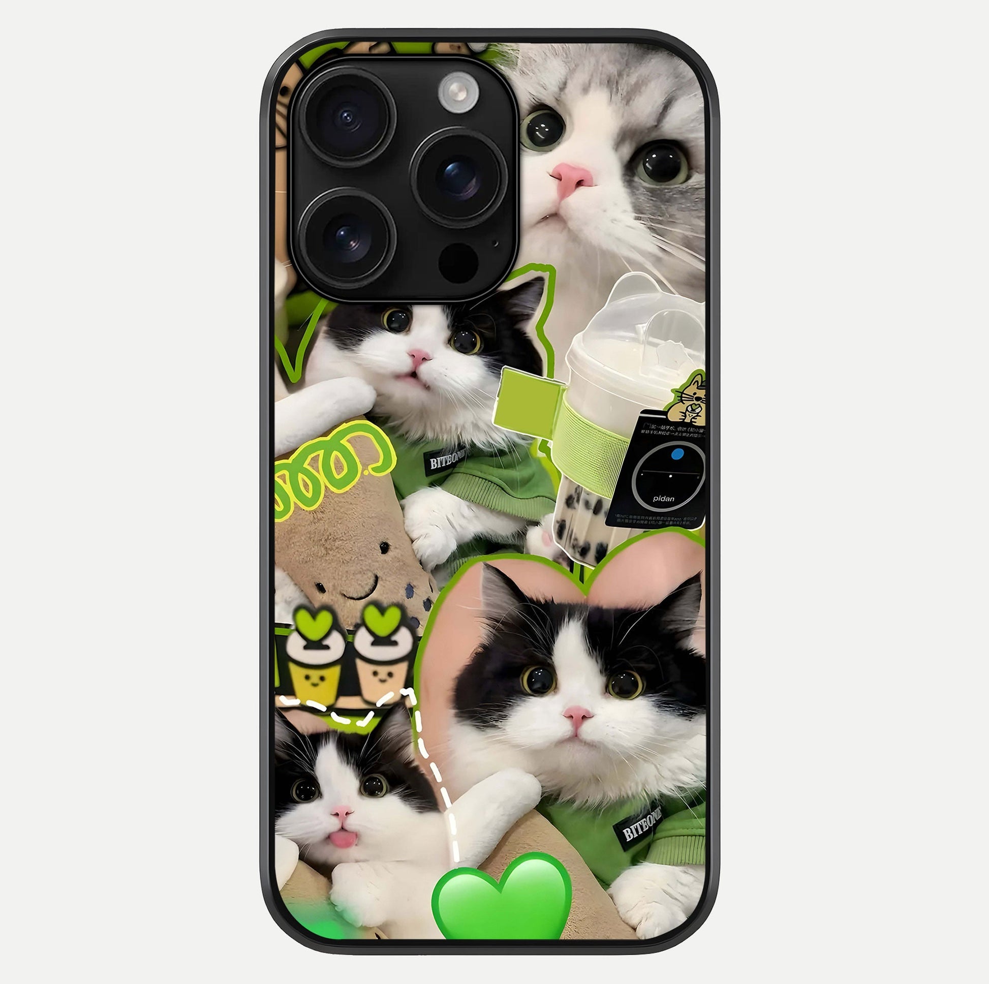 Matcha Cats Mood Glass Case For iPhone 16 Pro Max by Custom World