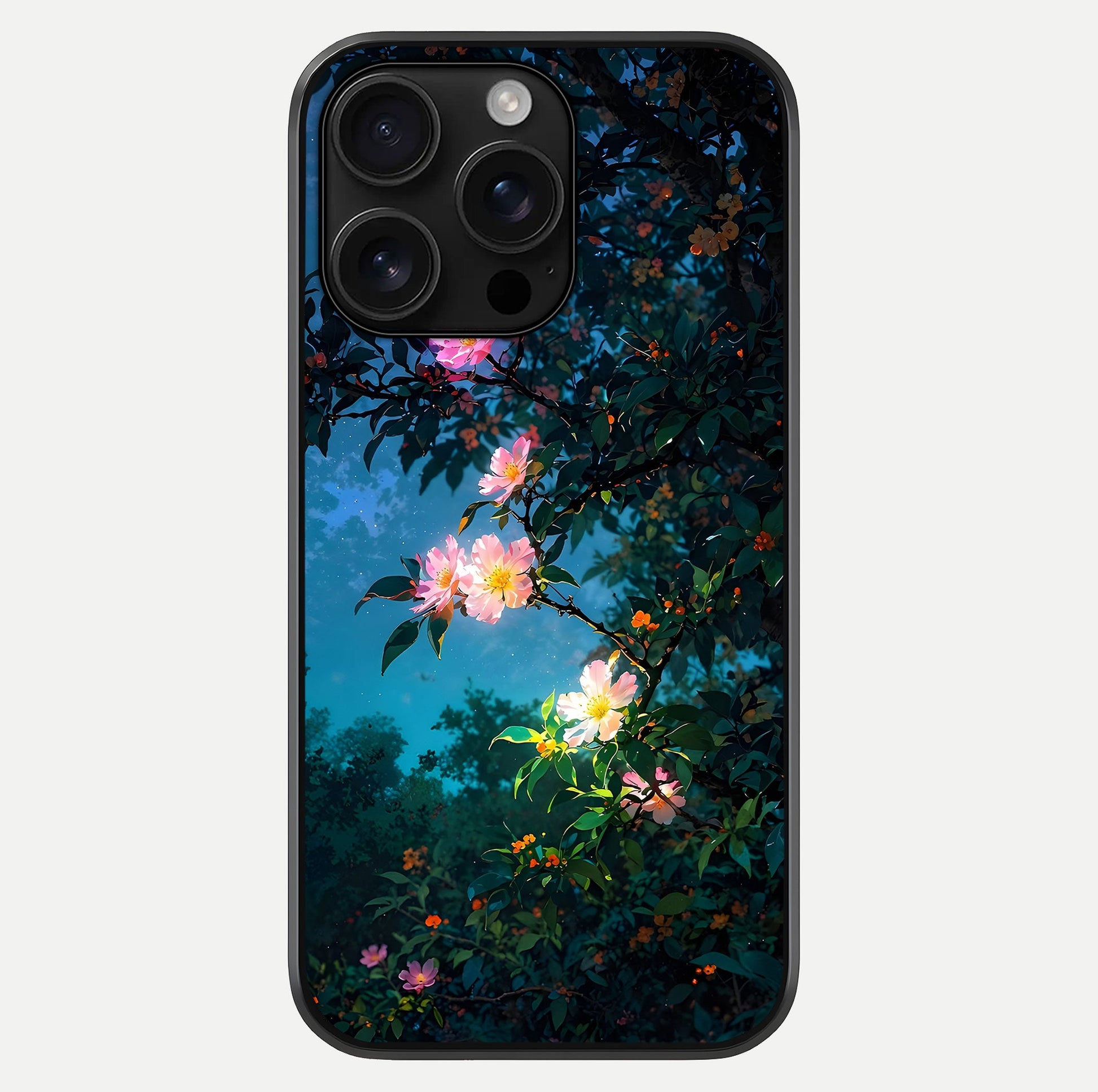 Midnight Bloom Glow Glass Case For iPhone 16 Pro Max by Custom World