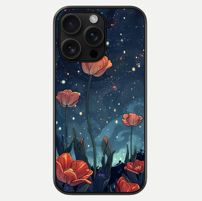 Midnight Tulip Glow Glass Case For iPhone 16 Pro Max by Custom World