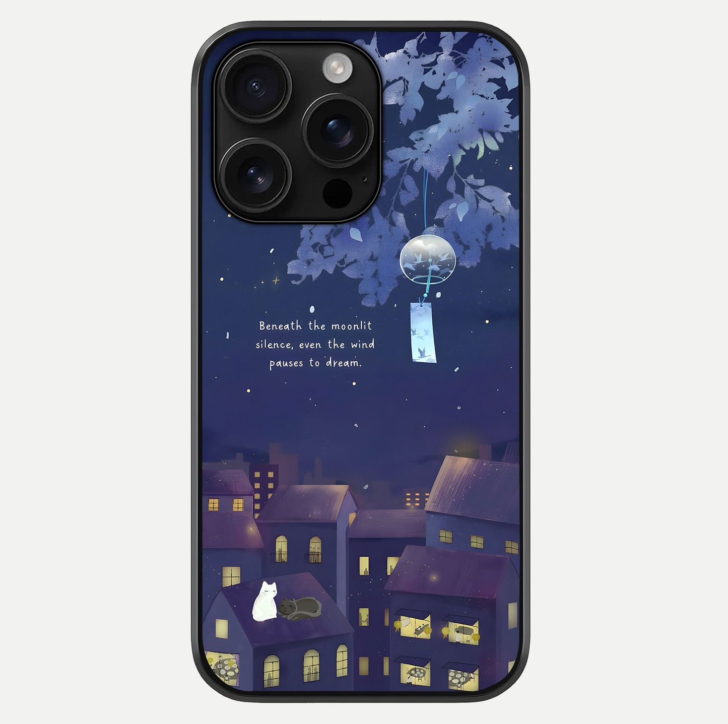 Moonlit Cat Silence Glass Case For iPhone 16 Pro Max by Custom World
