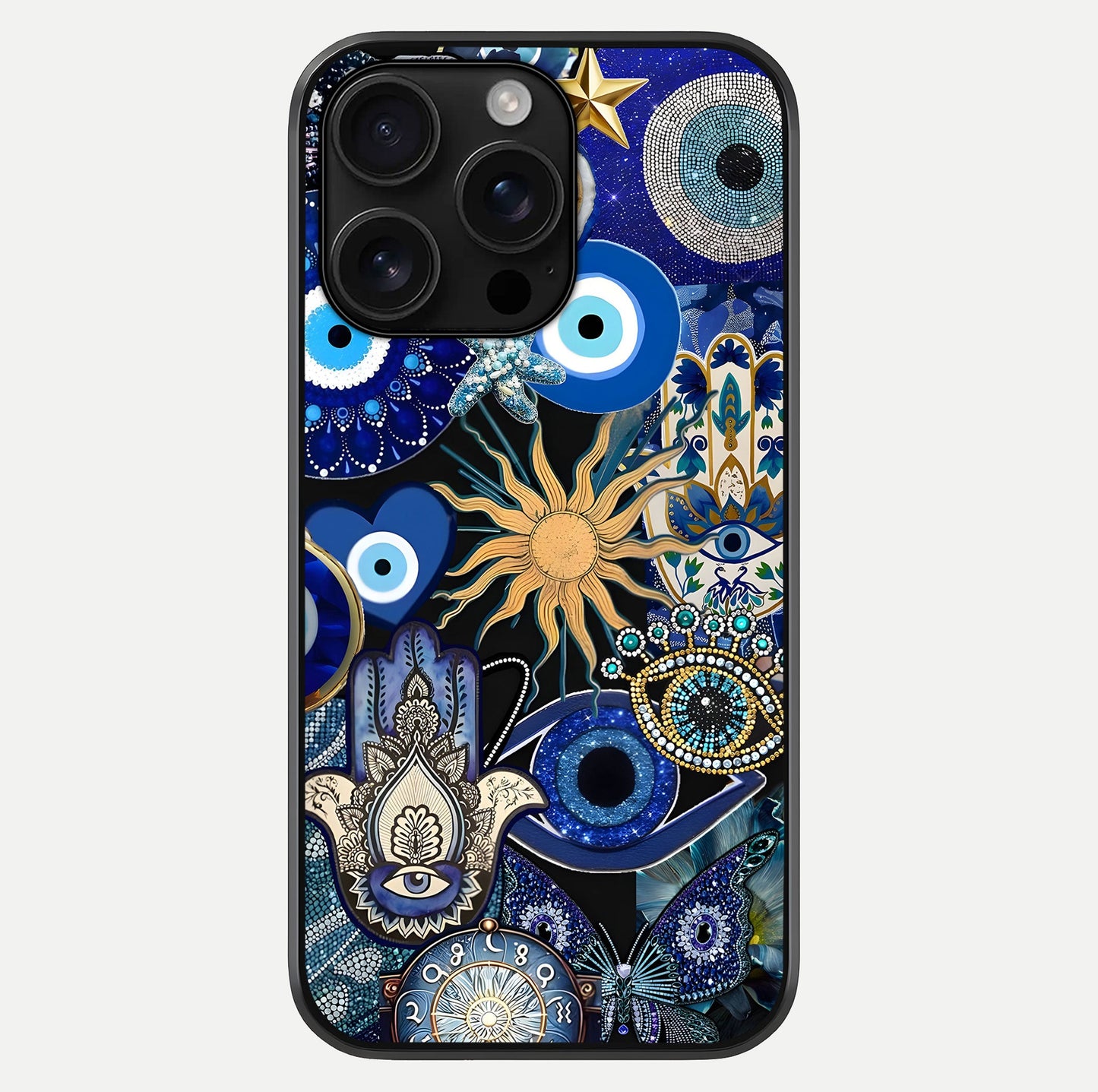 Mystic Blue Evil Eye Glass Case For iPhone 16 Pro Max by Custom World