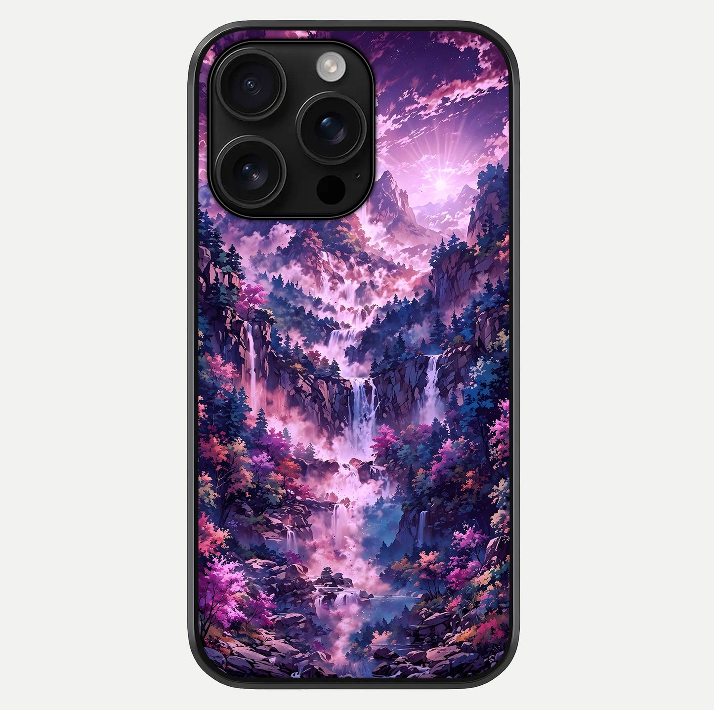 Mystic Cascade Peaks Glass Case For iPhone 16 Pro Max by Custom World