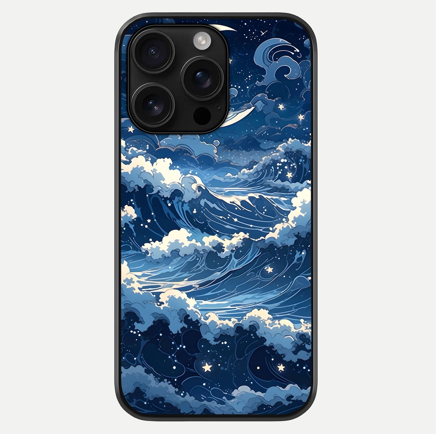 Ocean Moon Waves Glass Case For iPhone 16 Pro Max by Custom World