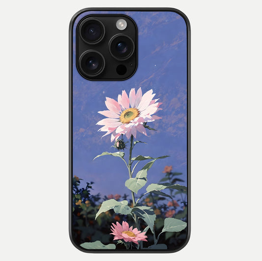Pink Sunflower Glow Glass Case For iPhone 16 Pro Max by Custom World