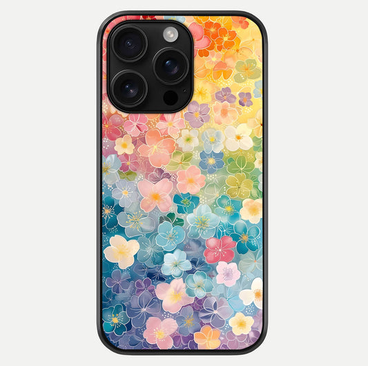 Rainbow Blossom Burst Glass Case For iPhone 16 Pro Max by Custom World