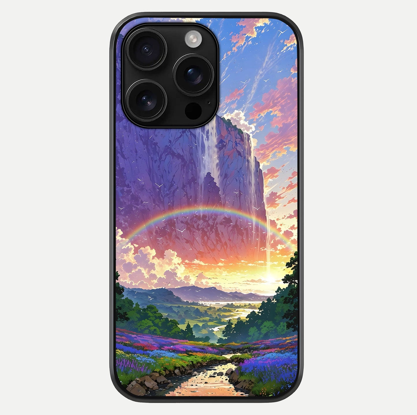 Rainbow Valley Dream Glass Case For iPhone 16 Pro Max by Custom World