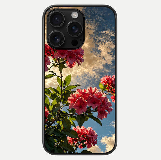 Red Bloom Skies Glass Case For iPhone 16 Pro Max by Custom World