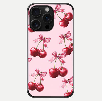 Red Cherries Pattern Glass Case For iPhone 16 Pro Max by Custom World