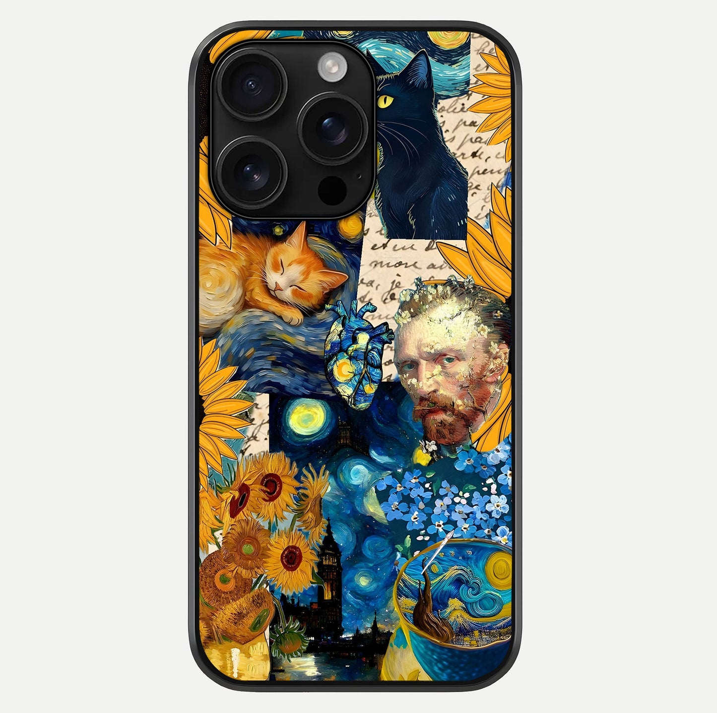 Sunflower Cat Art Glass Case For iPhone 16 Pro Max by Custom World