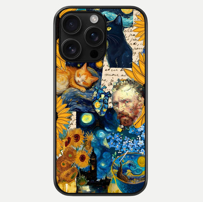 Sunflower Cat Art Glass Case For iPhone 16 Pro Max by Custom World