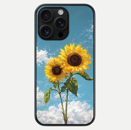 Sunflower Sky Bloom Glass Case For iPhone 16 Pro Max by Custom World