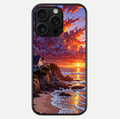 Sunset House By Sea Glass Case For iPhone 16 Pro Max by Custom World