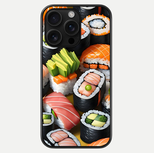 Sushi Food Pattern Glass Case For iPhone 16 Pro Max by Custom World
