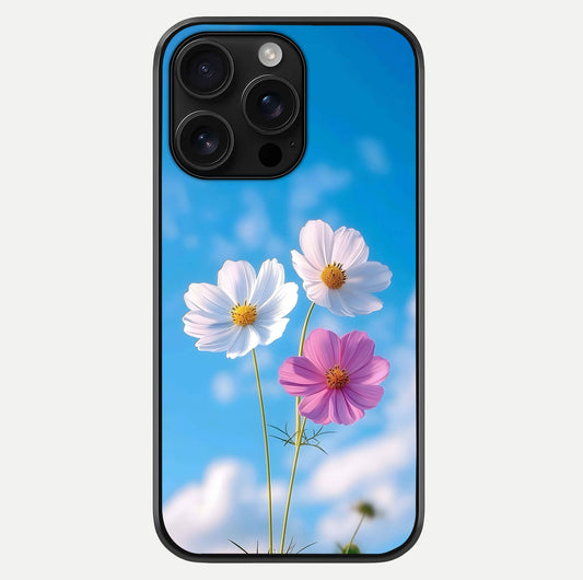 Triple Flowers With Sky Glass Case For iPhone 16 Pro Max by Custom World