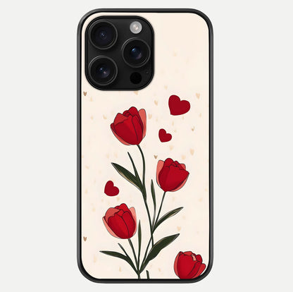 Tulip With Heart Glass Case For iPhone 16 Pro Max by Custom World