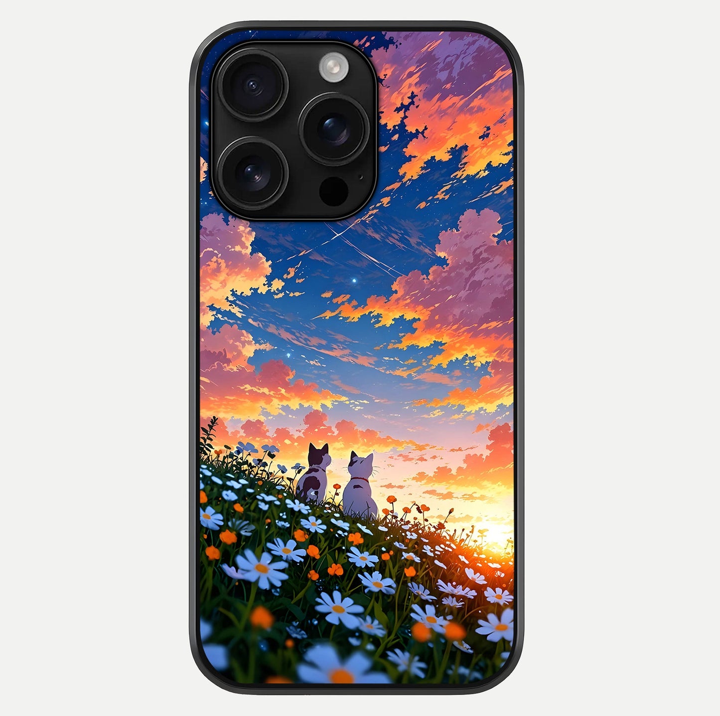 Two Cats Friends Glass Case For iPhone 16 Pro Max by Custom World