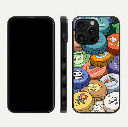 Coins Patterns Glass Case for iPhone 16 Pro Max dual-view layout displaying elegant art and glass clarity
