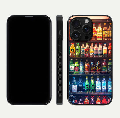 Colorful Soda Bottles Glass Case for iPhone 16 Pro Max dual-view layout displaying playful tones and gloss clarity