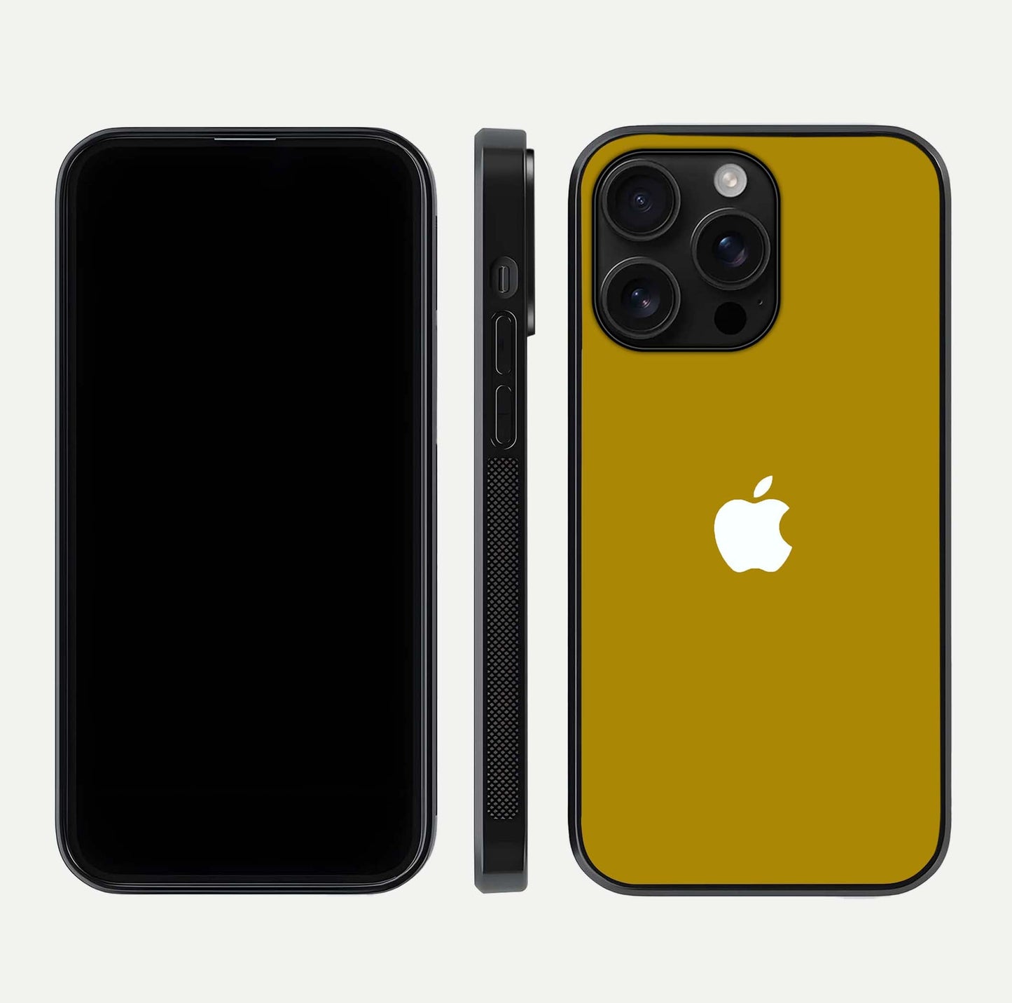 Golden Luxe Aura Glass Case for iPhone 16 Pro Max front and back view layout highlighting premium tone and curved glass