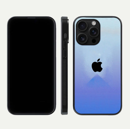 Gradient Apple Vibe Glass Case for iPhone 16 Pro Max front and back view layout highlighting minimalist Apple design and curved edges
