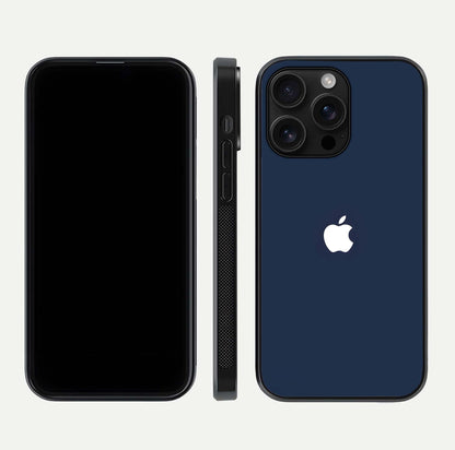 Minimal Apple Night Glass Case for iPhone 16 Pro Max front & back layout highlighting simplicity and edge curve
