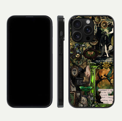 Mystic Woods Secret Glass Case for iPhone 16 Pro Max front & back layout showing nature theme and smooth edges