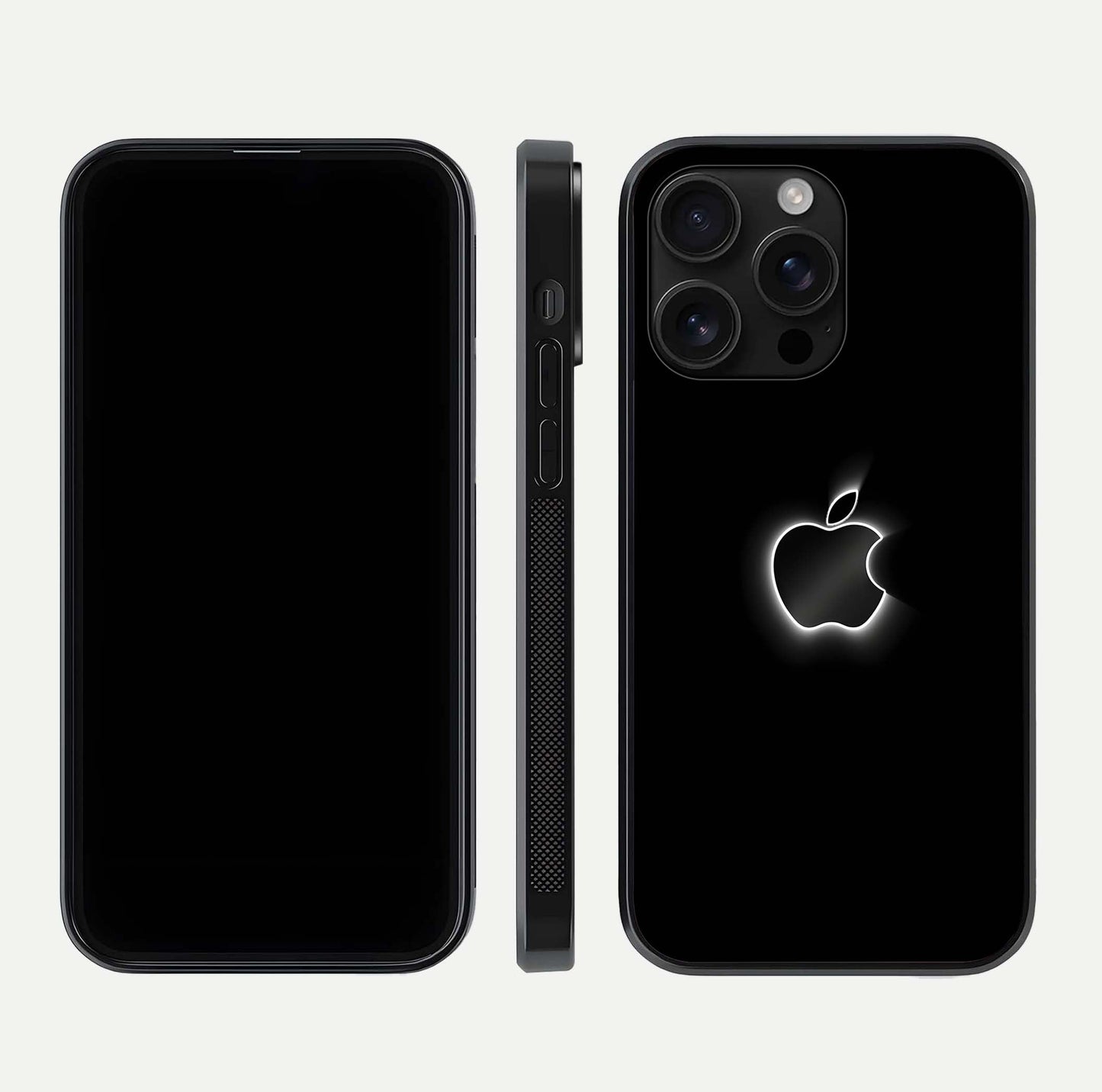 Neon Apple Glow Glass Case for iPhone 16 Pro Max front & back layout showing bright tones and edge curve