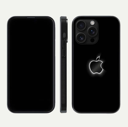 Neon Apple Glow Glass Case for iPhone 16 Pro Max front & back layout showing bright tones and edge curve