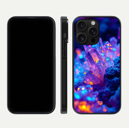 Neon Aura Shards Glass Case for iPhone 16 Pro Max front & back layout showing vivid tones and edge finish