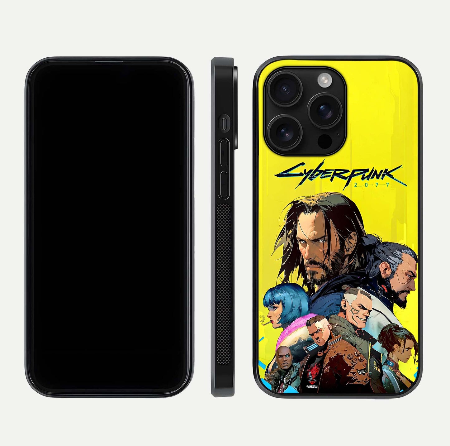 Neon Rebel Genesis Glass Case for iPhone 16 Pro Max front & back layout highlighting futuristic theme and curves