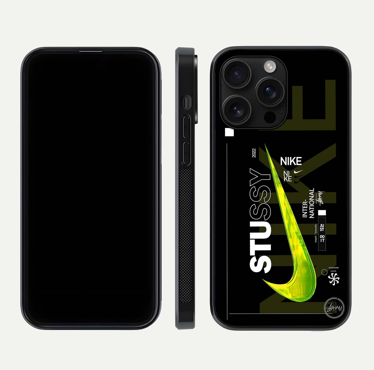 Neon Street Edition Glass Case for iPhone 16 Pro Max front & back layout highlighting street art vibe and edges