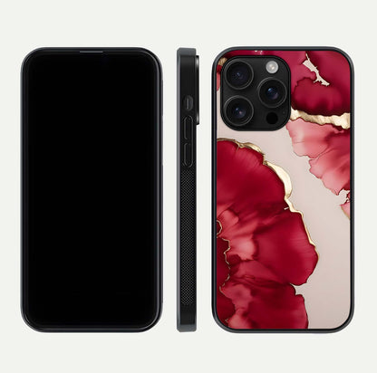 Pink & White Marble Glass Case For iPhone 16 Pro Max