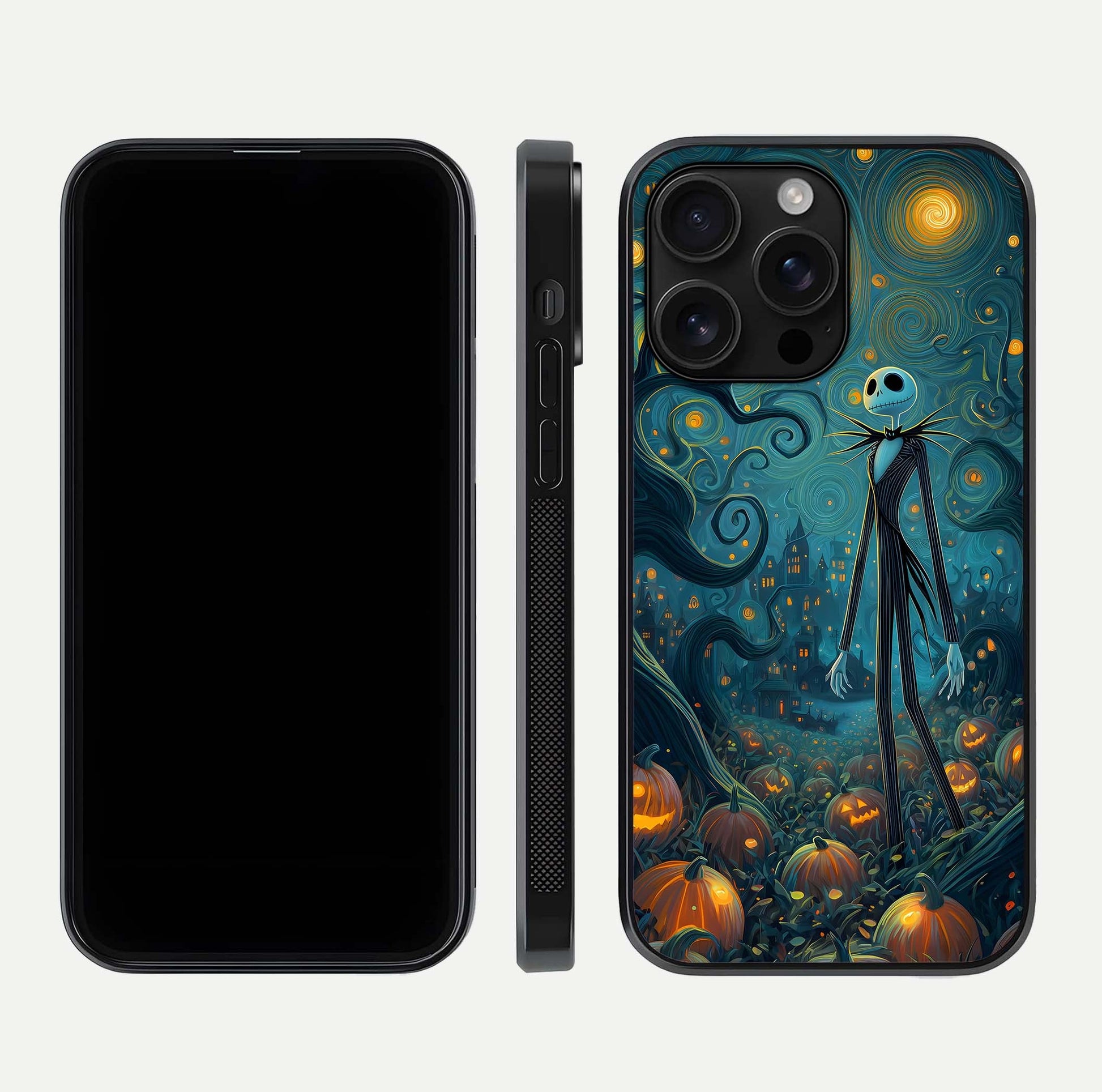 Pumpkin Moonlight Tale Glass Case for iPhone 16 Pro Max front & back layout showing festive orange tone and edges