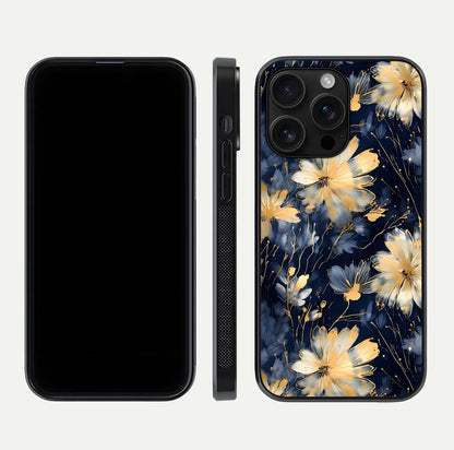 Royal Petal Dream Glass Case for iPhone 16 Pro Max front & back layout showing floral pattern and clean edge finish