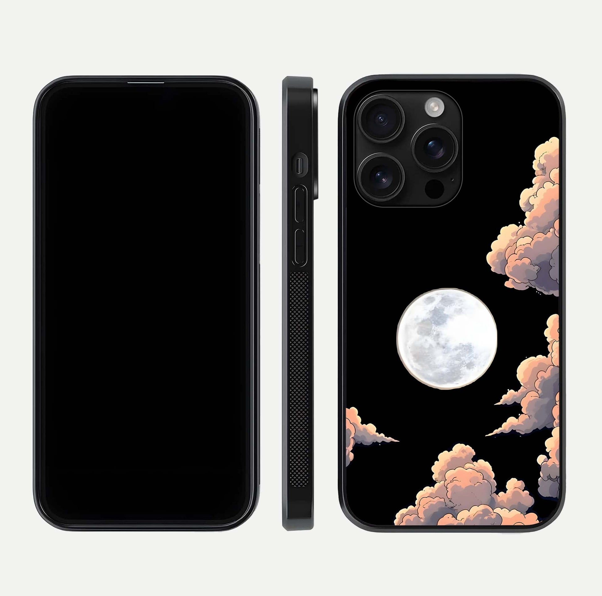 Shade Cloud Moon Glass Case for iPhone 16 Pro Max front & back layout showing soft gradient tones and edges