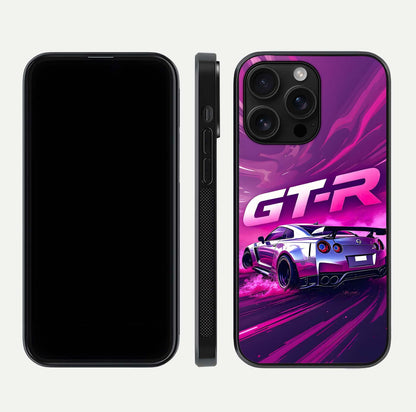 Speed Drift Legend Glass Case for iPhone 16 Pro Max front & back layout showing bold tones and smooth edges