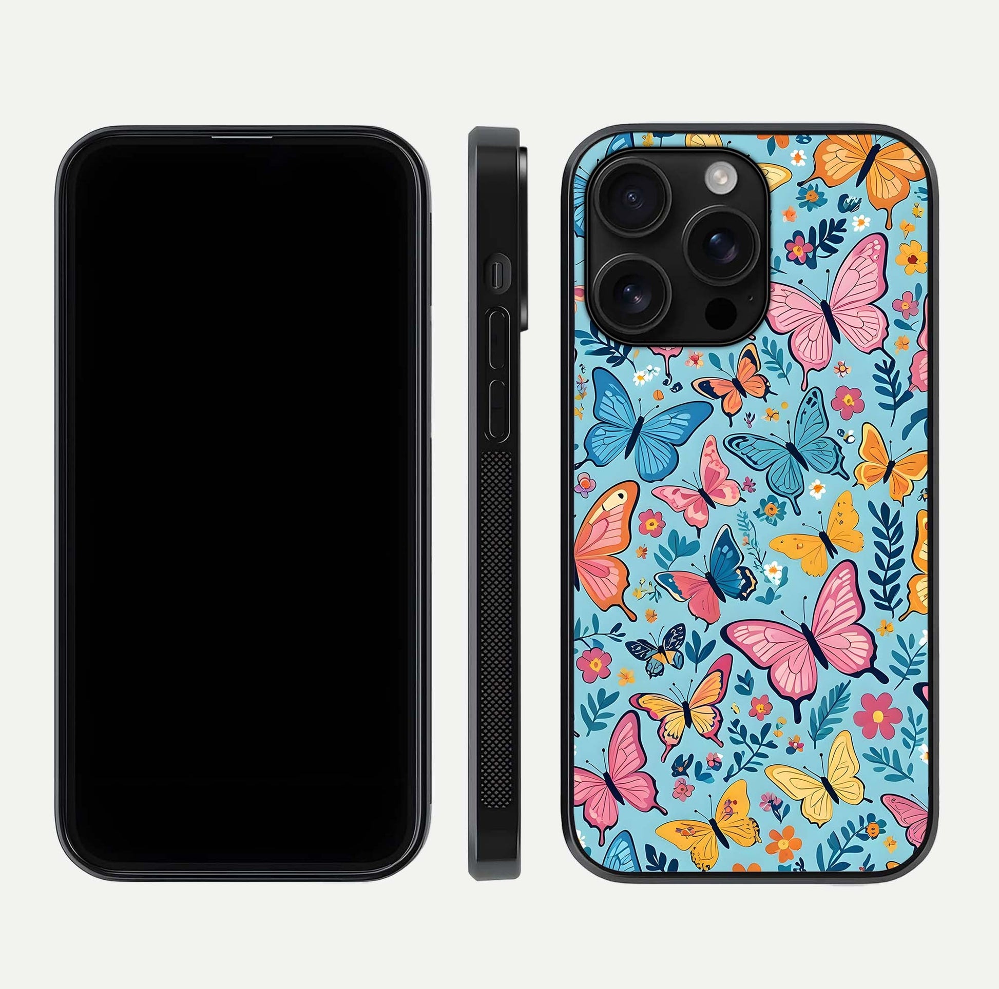 Spiritual Krishna Glass Case for iPhone 16 Pro Max front & back layout showing spiritual artwork and clean edge