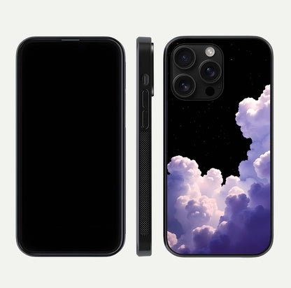 Starlit Night Whispers Glass Case for iPhone 16 Pro Max front & back layout showing moon tones and curved edges