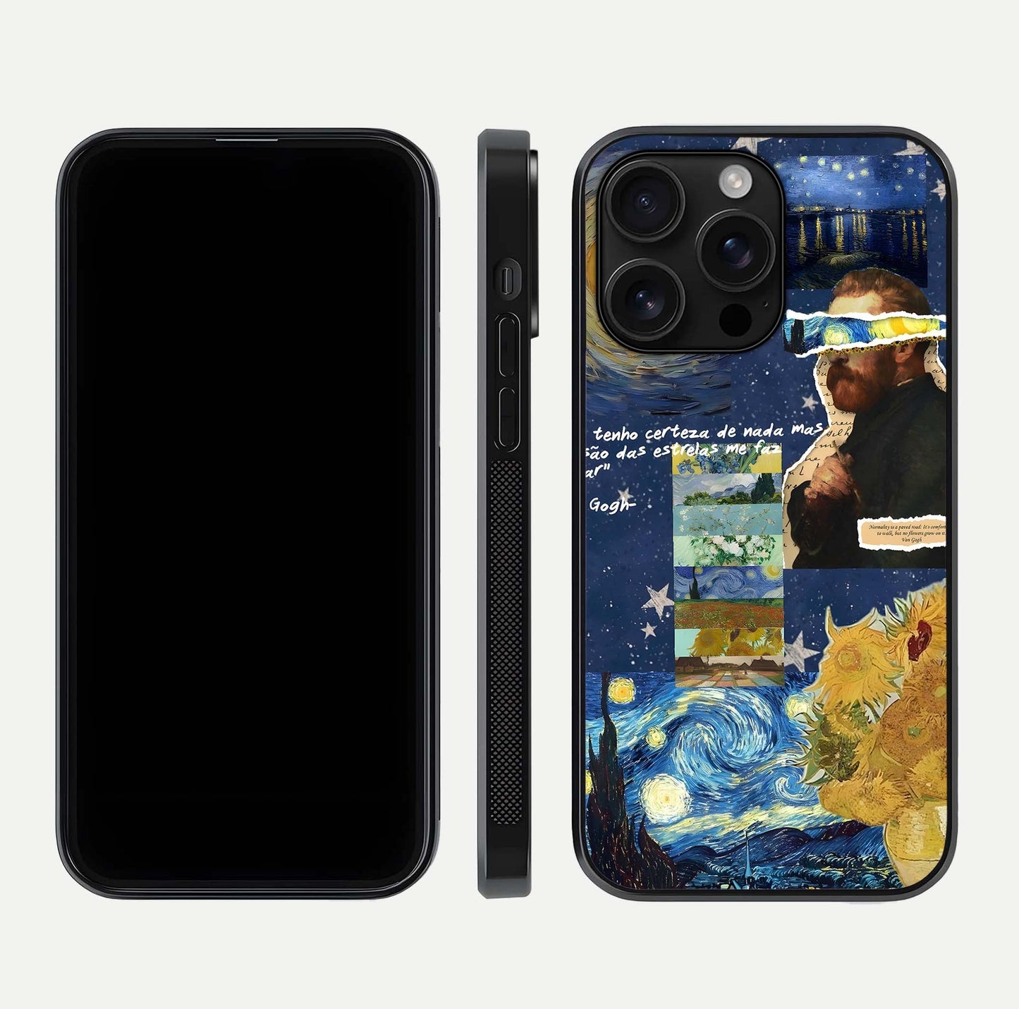 Starry Dream Vision Glass Case for iPhone 16 Pro Max front & back layout showing star blend and smooth edges