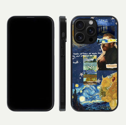 Starry Dream Vision Glass Case for iPhone 16 Pro Max front & back layout showing star blend and smooth edges