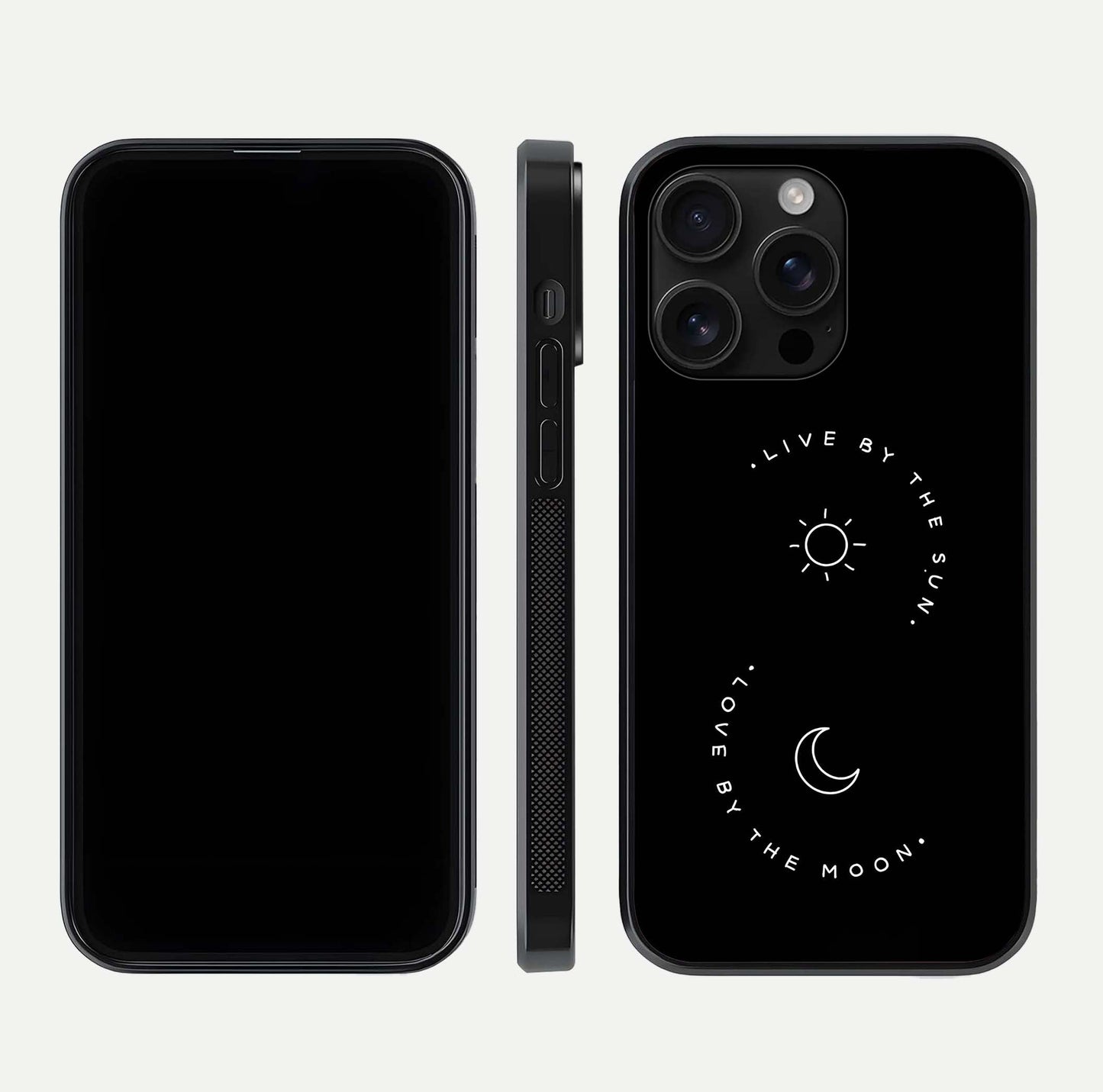 Sun Moon Balance Glass Case for iPhone 16 Pro Max front & back layout showing smooth gradient and balanced design