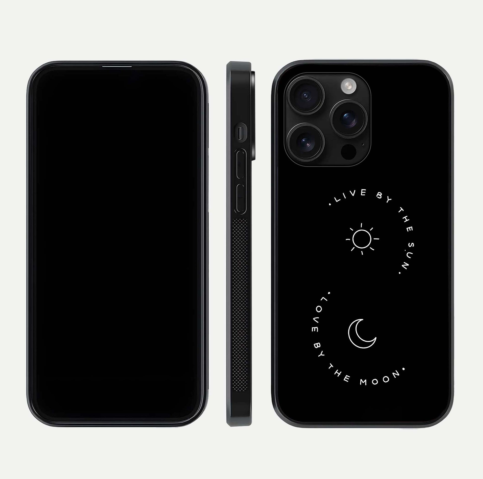 Sun Moon Balance Glass Case for iPhone 16 Pro Max front & back layout showing smooth gradient and balanced design