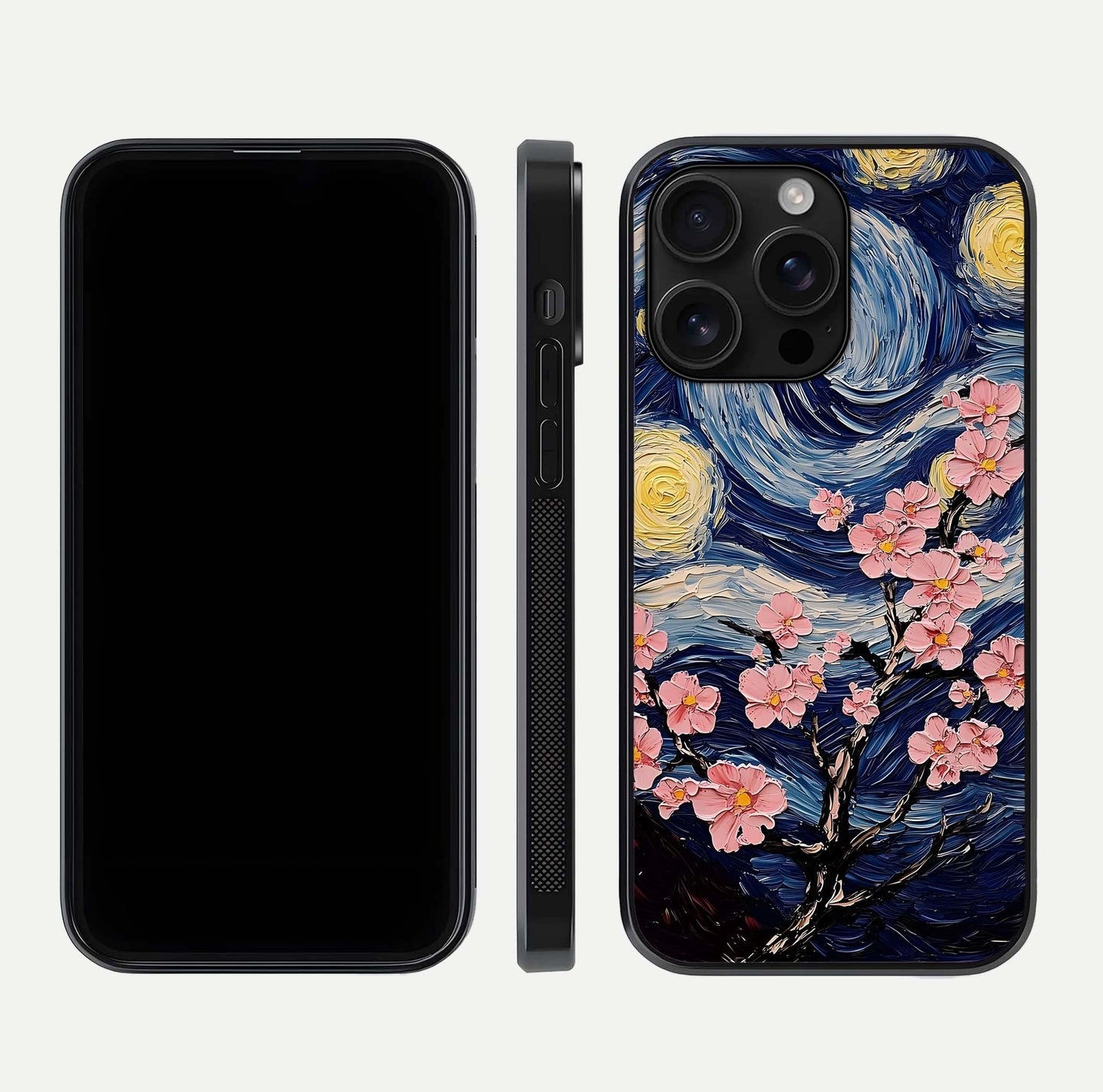 Van Gogh Scenery Glass Case for iPhone 16 Pro Max front & back layout showing vibrant tones and detailed design