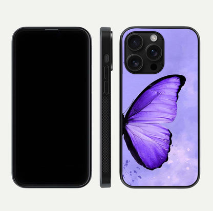 Violet Dream Wing Glass Case for iPhone 16 Pro Max front & back layout showing violet tones and smooth edges
