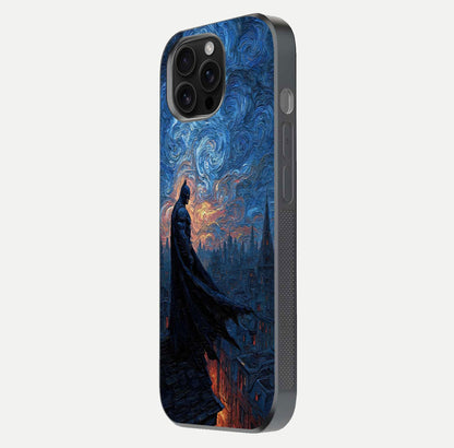 Dark Knight Dusk Glass Case for iPhone 16 Pro Max side-angle image capturing reflection shine and bold contrast