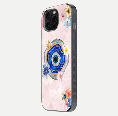 Divine Aura Bloom Glass Case for iPhone 16 Pro Max side-angle photo capturing reflection glow and premium polish