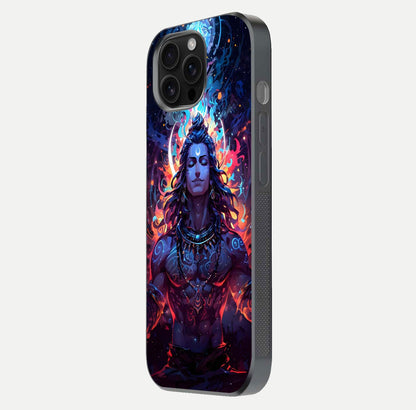 Divine Fire Shiv Glass Case for iPhone 16 Pro Max side-angle image showing reflection clarity and shine