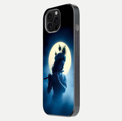 Divine Moon Flute Glass Case for iPhone 16 Pro Max side-angle image capturing reflection depth and soft color
