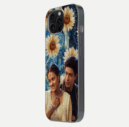 Eternal Love Story Glass Case for iPhone 16 Pro Max side-angle photo showing curved edges and polished surface