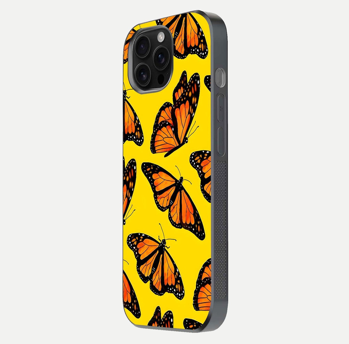 Golden Wing Flight Glass Case for iPhone 16 Pro Max side-angle image showing polished surface and golden gradient